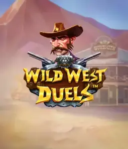  Immerse yourself in the wild world of "Wild West Duels" by Pragmatic Play, featuring a hardened gunslinger ready for a showdown. The image features a stern cowboy with crossed pistols, framed by a desert backdrop. His focused expression and detailed attire embody the spirit of the Old West. The game's title is boldly presented in an ornate font, complementing the action-packed theme. 