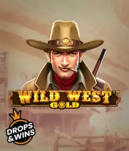  Encounter the rugged sheriff of "Wild West Gold," a popular slot game by Pragmatic Play. The image shows a determined sheriff with a golden star badge, set against a sun-baked Old West town backdrop. The game's title is boldly featured in a stylized font, accentuating the Wild West adventure theme. 