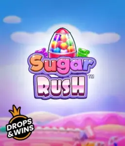 Enjoy the colorful world of the Sugar Rush slot game by Pragmatic Play, showcasing a vibrant candy dispenser on a fantastic background of candyland. This graphic portrays the fun and excitement of the game, enhanced with multicolored candies and engaging typography. Perfect for players seeking a sweet adventure, offering a delightful gaming experience. 